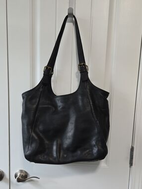 Vilenca Holland Black Leather Tote Handbag - Classic Everyday Shoulder Bag